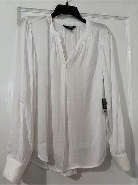 Simply Vera White V-Neck Long-Sleeve Blouse